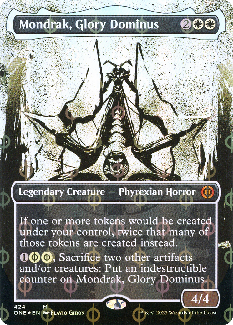 Mondrak, Glory Dominus (ONE-424) - [Phyrexia: All Will Be One]: (Showcase) (Borderless) Foil