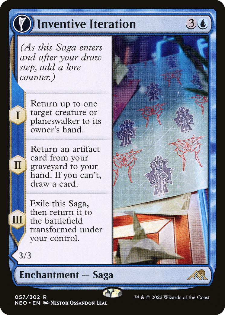 Inventive Iteration // Living Breakthrough (NEO-057) - [Kamigawa: Neon Dynasty]: (fandfc, enchantment) Foil