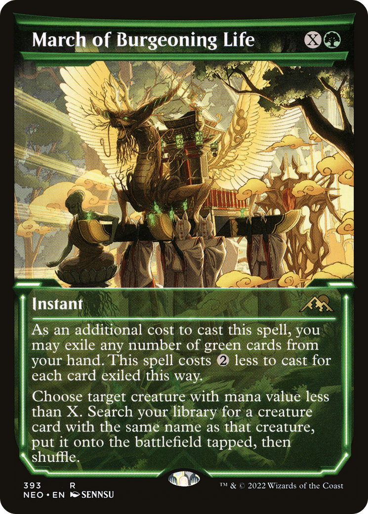 March of Burgeoning Life (NEO-393) - [Kamigawa: Neon Dynasty]: (Showcase) Foil
