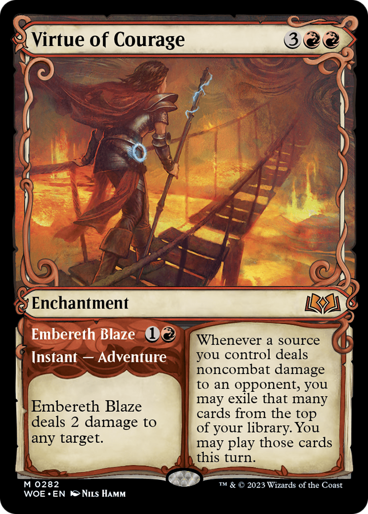 Virtue of Courage (Showcase) (WOE-282) - [Wilds of Eldraine]: (Showcase)