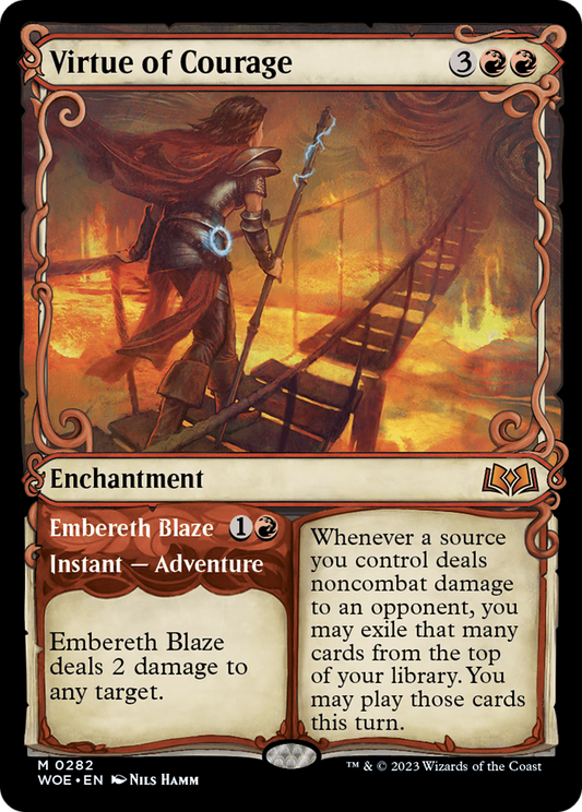 Virtue of Courage (Showcase) (WOE-282) - [Wilds of Eldraine]: (Showcase) Foil