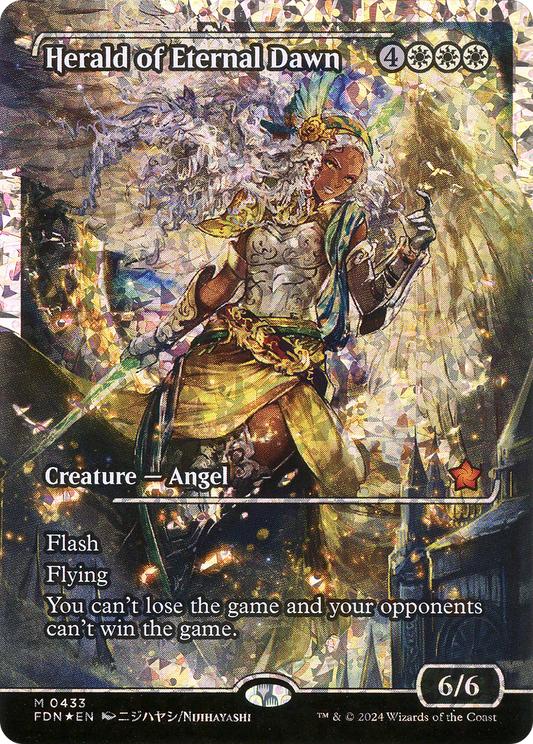 Herald of Eternal Dawn (FDN-433) - [Foundations]: (borderless, Showcase) Foil
