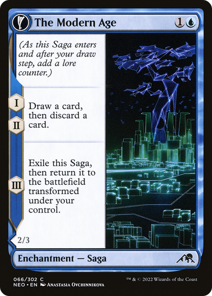 The Modern Age // Vector Glider (NEO-066) - [Kamigawa: Neon Dynasty]: (fandfc, enchantment) Foil