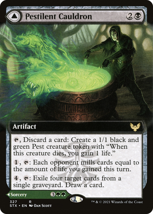 Pestilent Cauldron // Restorative Burst (STX-327) - [Strixhaven: School of Mages]: (Extended Art) Foil