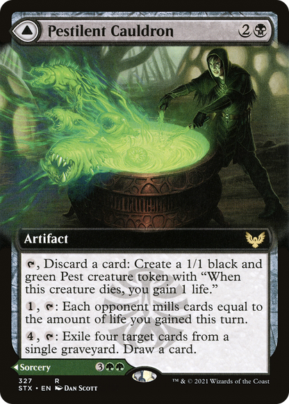Pestilent Cauldron // Restorative Burst (STX-327) - [Strixhaven: School of Mages]: (Extended Art)