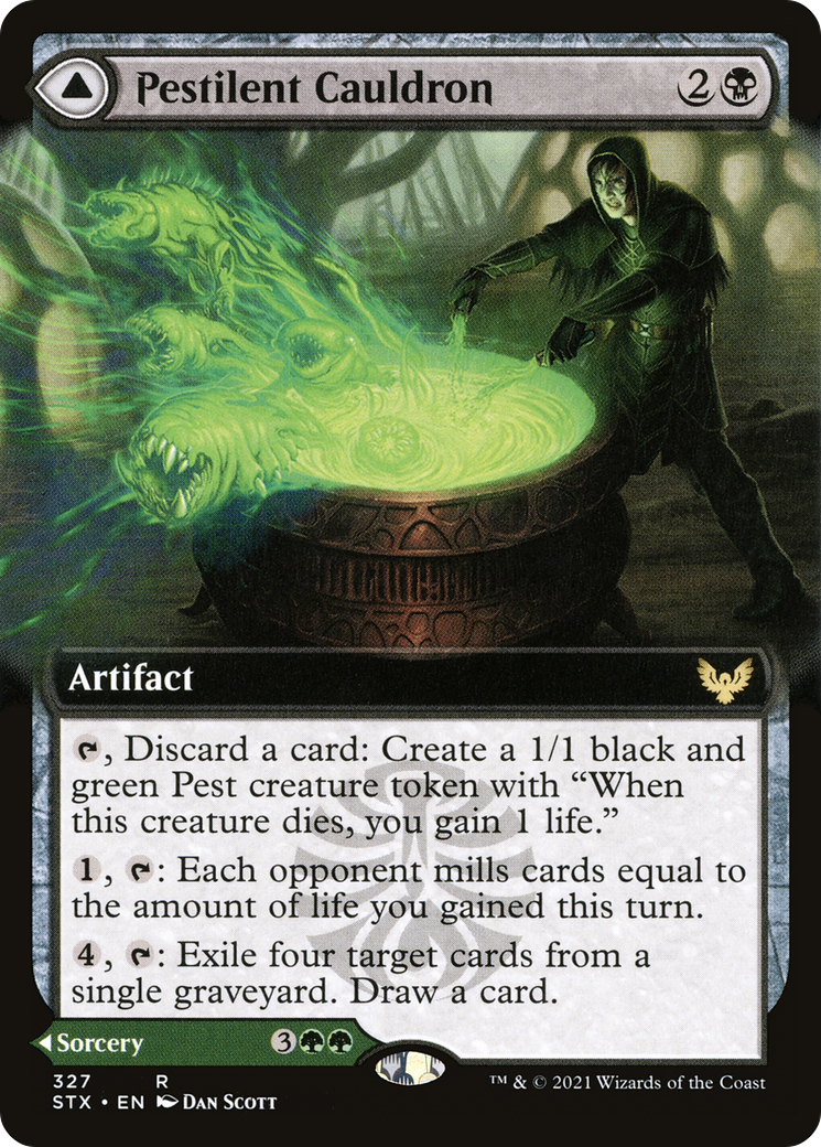 Pestilent Cauldron // Restorative Burst (STX-327) - [Strixhaven: School of Mages]: (Extended Art)