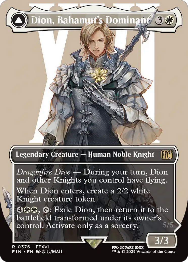 Dion, Bahamut's Dominant // Bahamut, Warden of Light (FIN-376) - [FINAL FANTASY]: (enchantment) (Borderless)