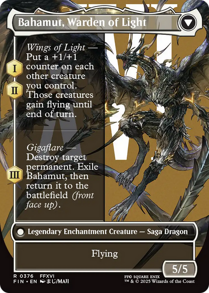 Dion, Bahamut's Dominant // Bahamut, Warden of Light (FIN-376) - [FINAL FANTASY]: (enchantment) (Borderless) Foil