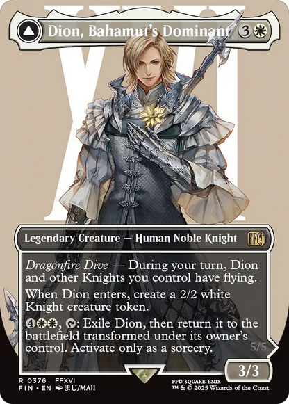 Dion, Bahamut's Dominant // Bahamut, Warden of Light (FIN-376) - [FINAL FANTASY]: (enchantment) (Borderless)