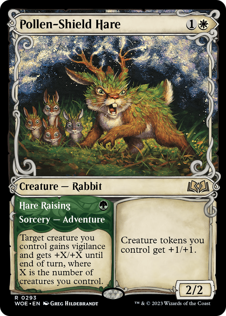 Pollen-Shield Hare (Showcase) (WOE-293) - [Wilds of Eldraine]: (Showcase)