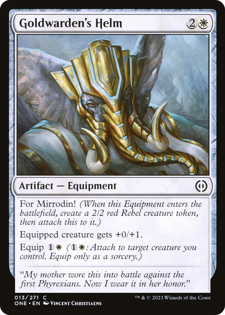 Goldwarden's Helm (ONE-013) - [Phyrexia: All Will Be One]