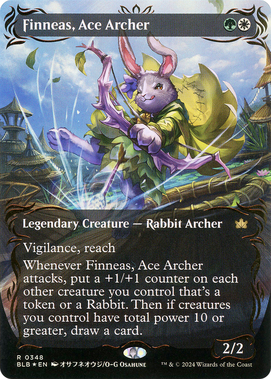 Finneas, Ace Archer (BLB-348) - [Bloomburrow]: (Showcase) (Borderless) Foil