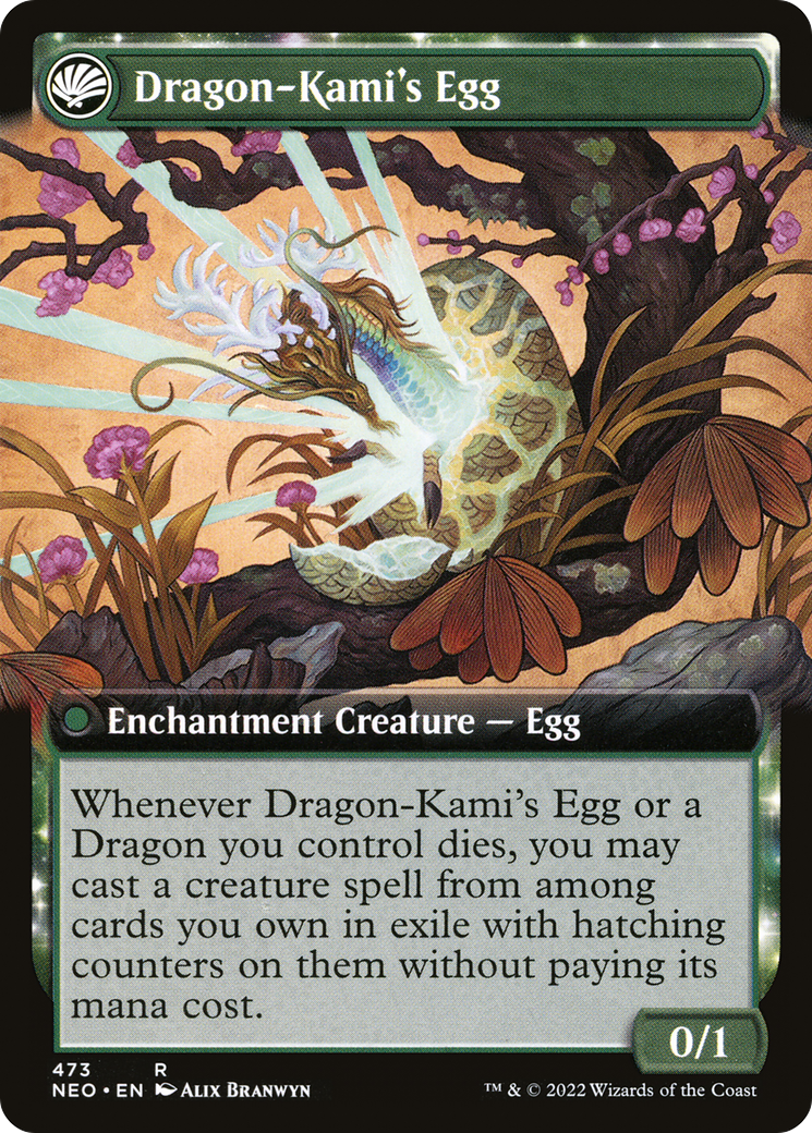 The Dragon-Kami Reborn // Dragon-Kami's Egg (NEO-473) - [Kamigawa: Neon Dynasty]: (Extended Art, fandfc, enchantment) Foil