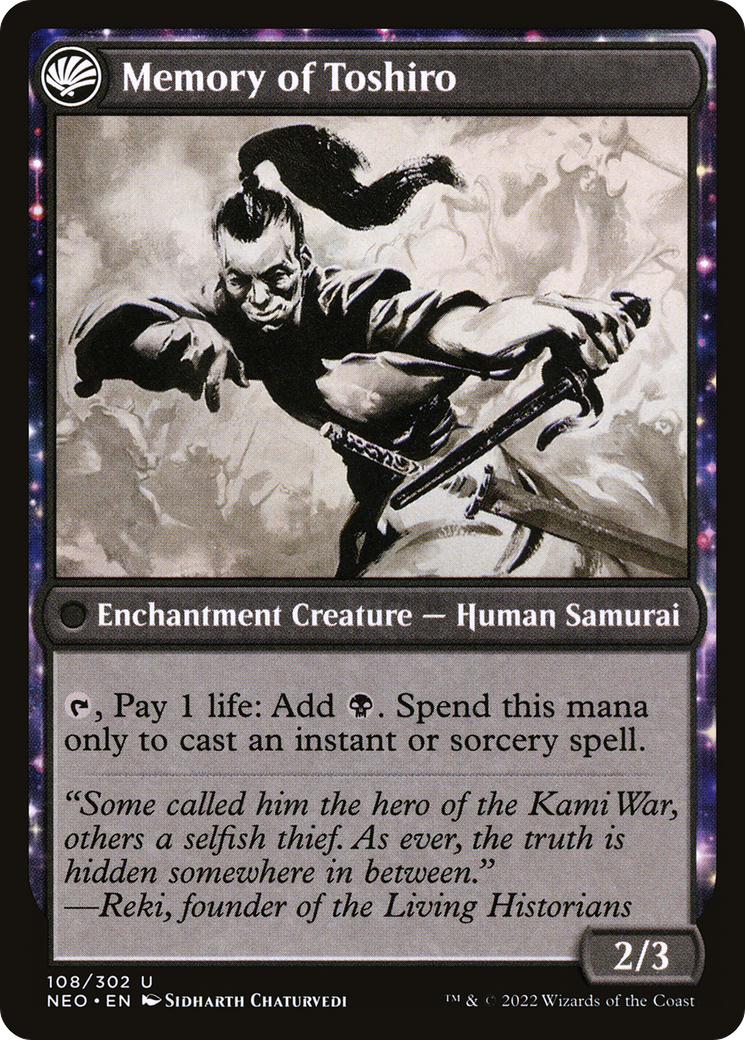 Life of Toshiro Umezawa // Memory of Toshiro (NEO-108) - [Kamigawa: Neon Dynasty]: (fandfc, enchantment) Foil