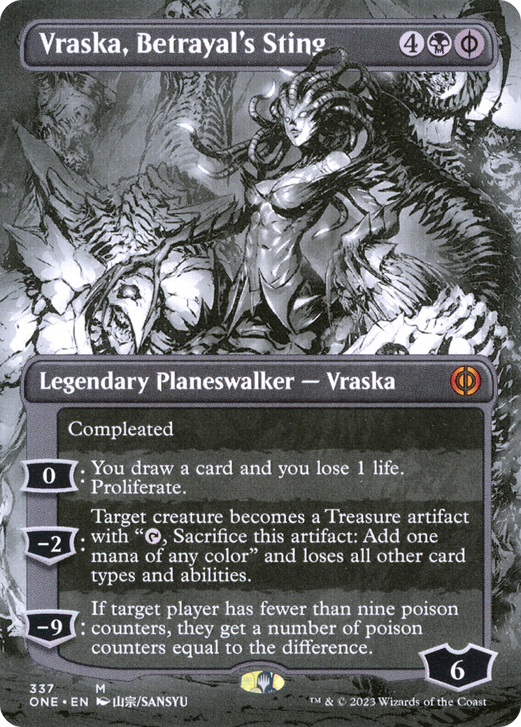 Vraska, Betrayal's Sting (ONE-337) - [Phyrexia: All Will Be One]: (Showcase) (Borderless) Foil