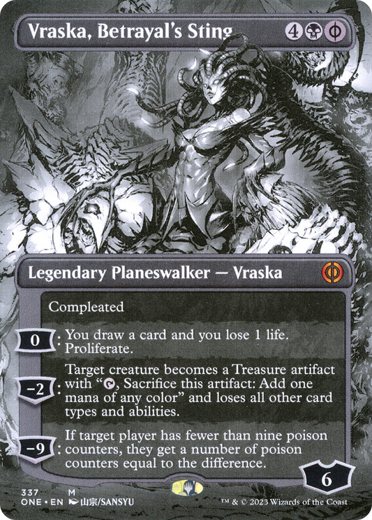 Vraska, Betrayal's Sting (ONE-337) - [Phyrexia: All Will Be One]: (Showcase) (Borderless) Foil