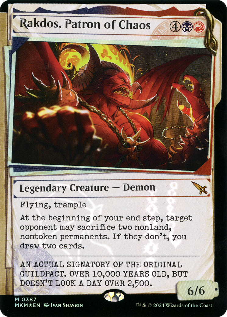 Rakdos, Patron of Chaos (MKM-387) - [Murders at Karlov Manor]: (Showcase) Foil