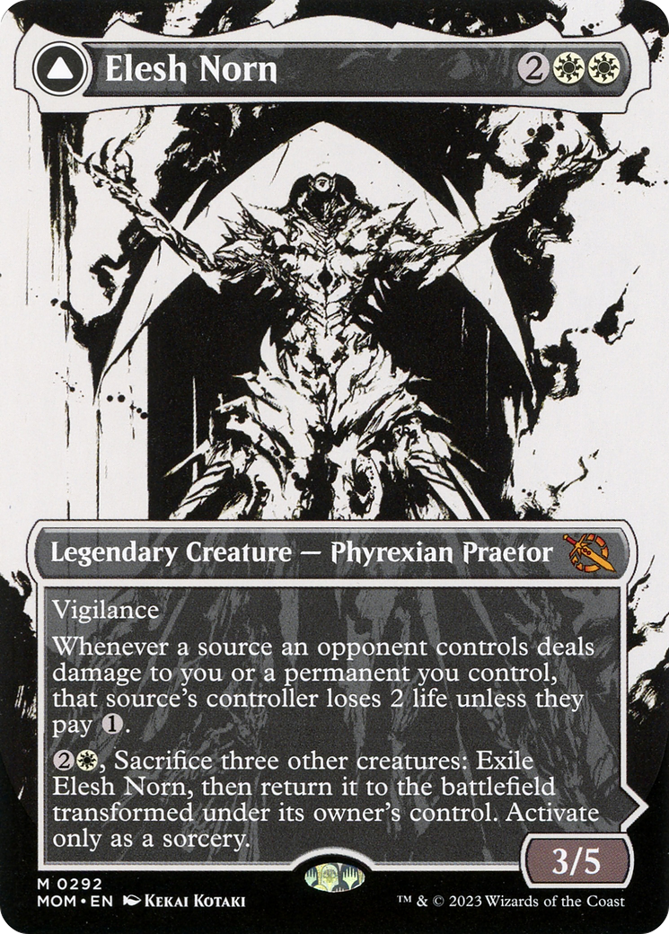 Elesh Norn // The Argent Etchings (MOM-292) - [March of the Machine]: (Showcase) (Borderless) Foil