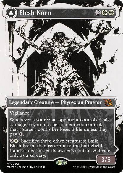 Elesh Norn // The Argent Etchings (MOM-292) - [March of the Machine]: (Showcase) (Borderless) Foil