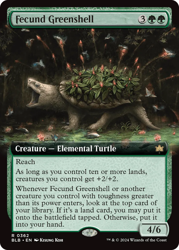 Fecund Greenshell (BLB-362) - [Bloomburrow]: (Extended Art) Foil - Emmett's ToyStop