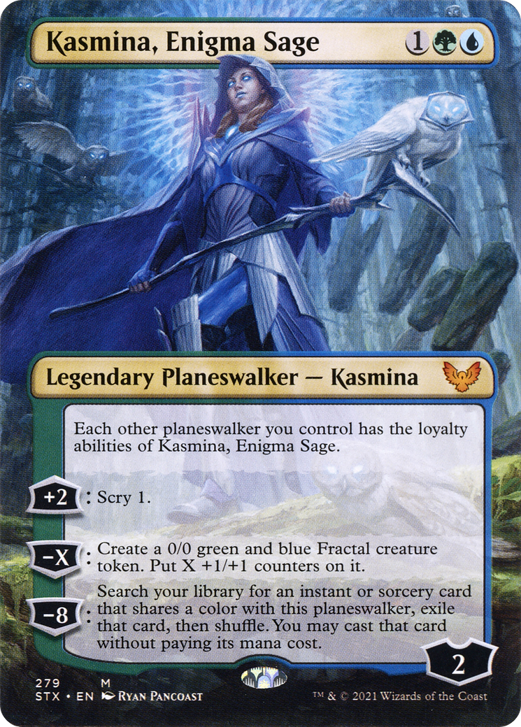Kasmina, Enigma Sage (Borderless) (STX-279) - [Strixhaven: School of Mages] (Borderless) Foil