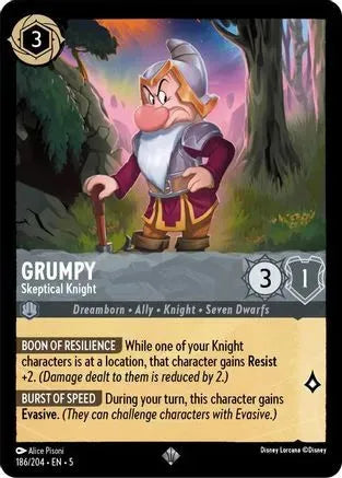 Grumpy - Skeptical Knight (186/204) Cold Foil - Shimmering Skies - Emmett's ToyStop