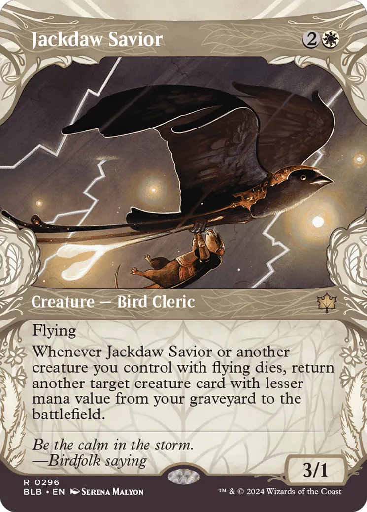 Jackdaw Savior (BLB-296) - [Bloomburrow]: (Showcase) Foil - Emmett's ToyStop