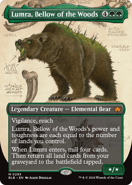 Lumra, Bellow of the Woods (BLB-293) - [Bloomburrow]: (Showcase) (Borderless) - Emmett's ToyStop