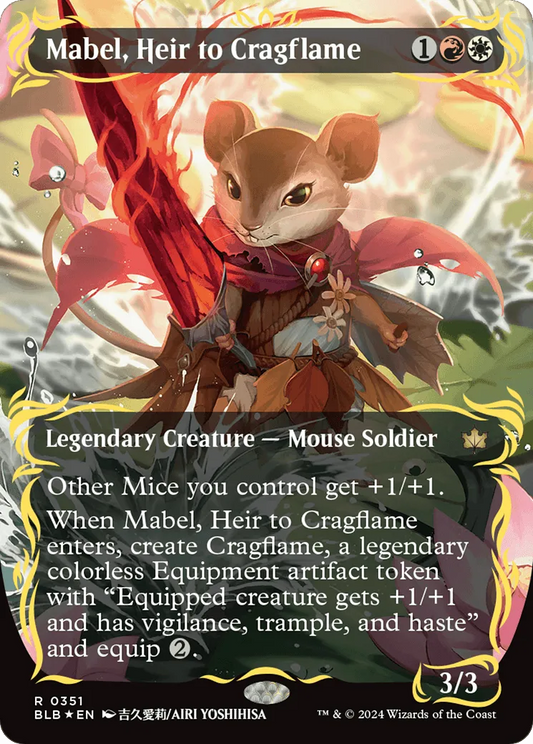 Mabel, Heir to Cragflame (BLB-351) - [Bloomburrow]: (Showcase) (Borderless) Foil - Emmett's ToyStop