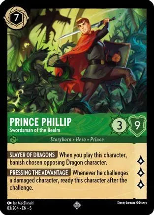 Prince Phillip - Swordsman of the Realm (83/204) Cold Foil - Shimmering Skies - Emmett's ToyStop