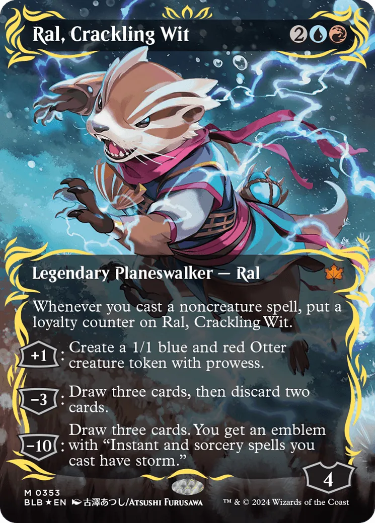 Ral, Crackling Wit (BLB-353) - [Bloomburrow]: (Showcase) (Borderless) Foil - Emmett's ToyStop