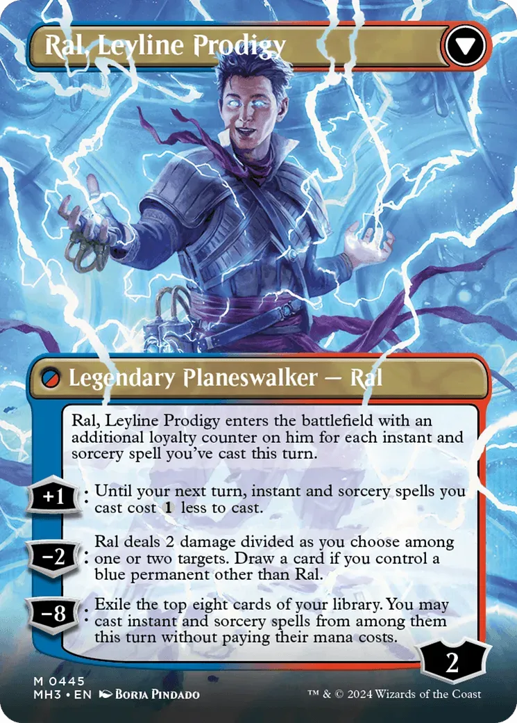 Ral, Monsoon Mage // Ral, Leyline Prodigy (MH3-445) - [Modern Horizons 3] (Borderless) Foil - Emmett's ToyStop