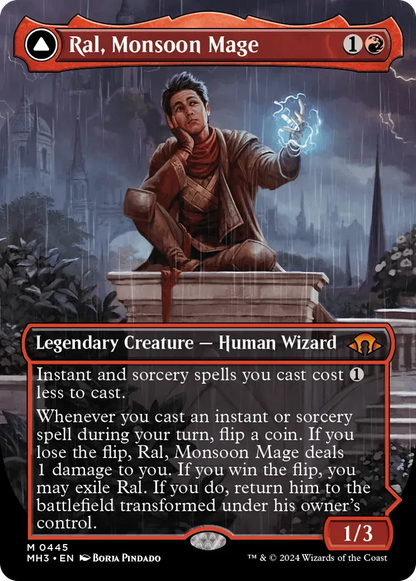 Ral, Monsoon Mage // Ral, Leyline Prodigy (MH3-445) - [Modern Horizons 3] (Borderless) Foil - Emmett's ToyStop