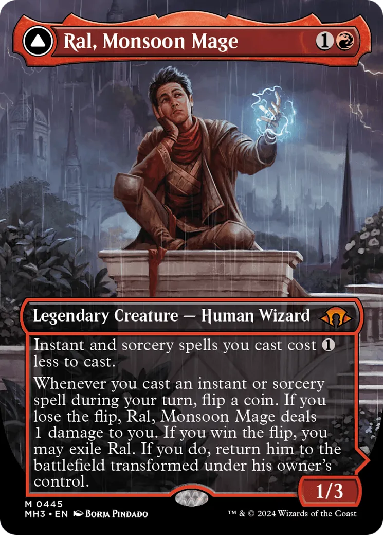 Ral, Monsoon Mage // Ral, Leyline Prodigy (MH3-445) - [Modern Horizons 3] (Borderless) Foil - Emmett's ToyStop