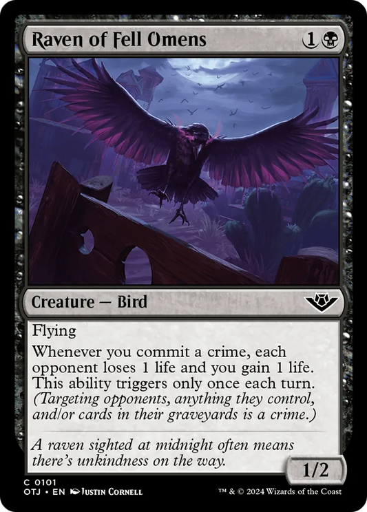 Raven of Fell Omens (OTJ-101) - [Outlaws of Thunder Junction] Foil - Emmett's ToyStop