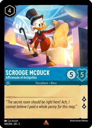 Scrooge McDuck - Afficionado of Antiquities (140/204) Cold Foil - Shimmering Skies - Emmett's ToyStop