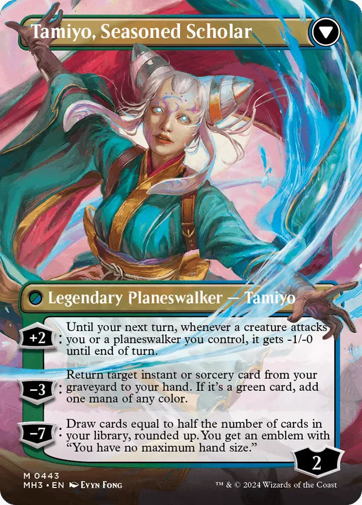 Tamiyo, Inquisitive Student // Tamiyo, Seasoned Scholar (MH3-443) - [Modern Horizons 3] (Borderless) Foil - Emmett's ToyStop