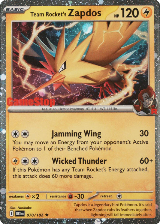 Team Rocket's Zapdos (Gamestop Exclusive) 70 - [Miscellaneous Cards & Products] Holofoil