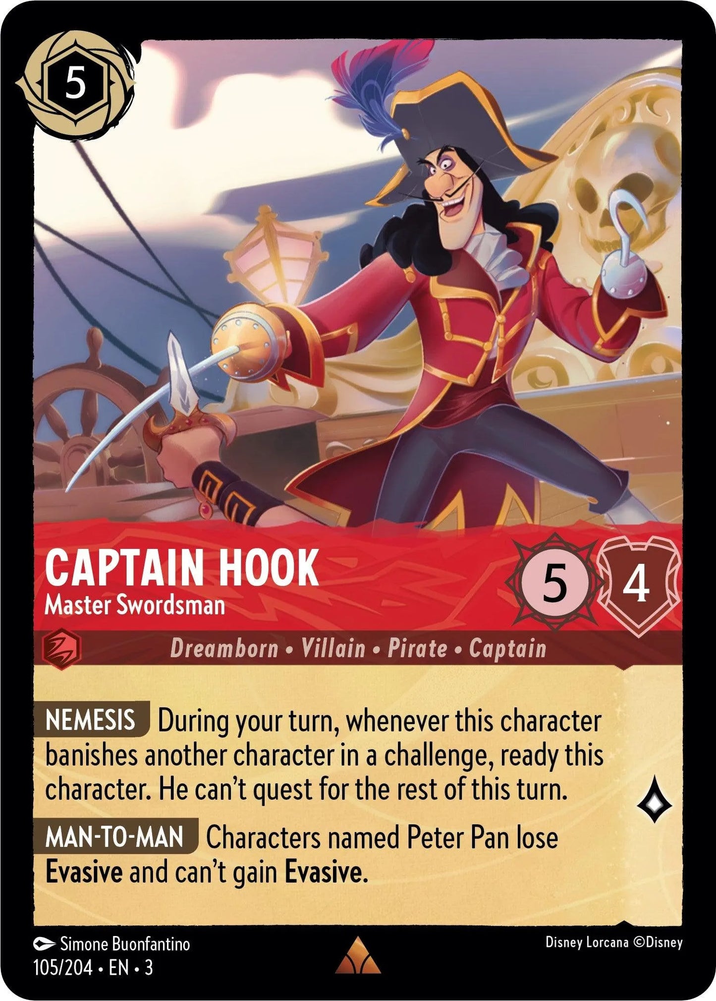 Captain Hook - Master Swordsman (105/204) [Into the Inklands] - Emmett's ToyStop