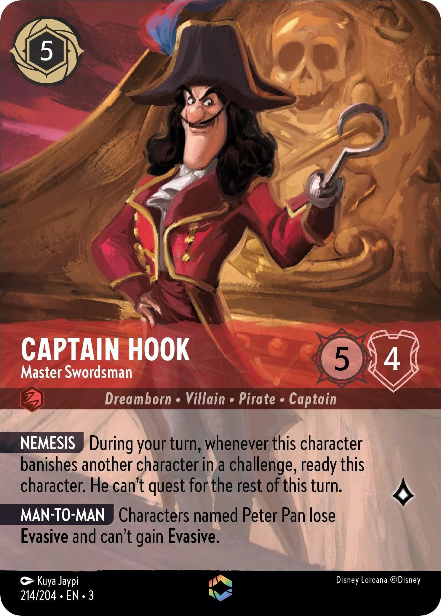 Captain Hook - Master Swordsman (Alternate Art) (214/204) [Into the Inklands] - Emmett's ToyStop