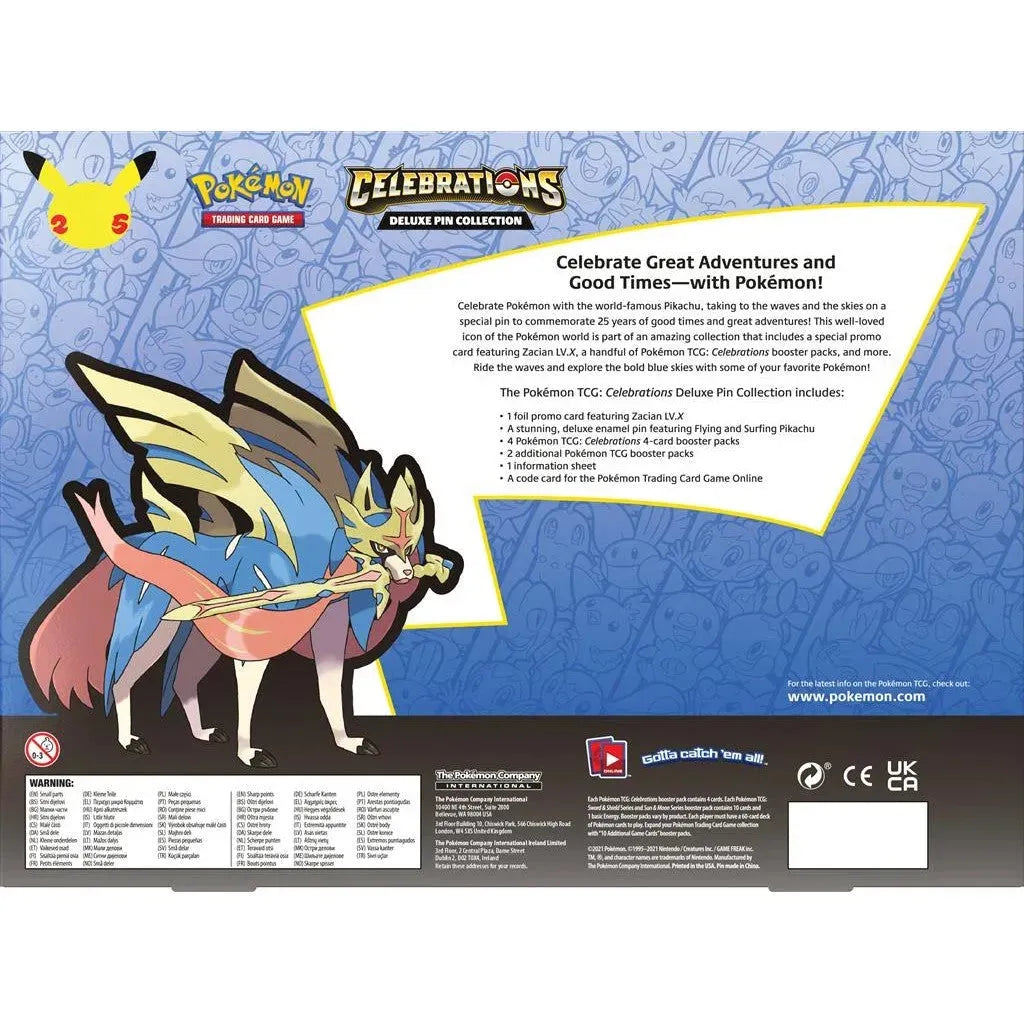 Celebrations: 25th Anniversary - Deluxe Pin Collection (Zacian LV. X) - Emmett's ToyStop