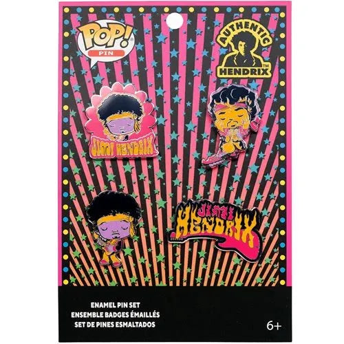 Jimi Hendrix Flaming Guitar Pop! Pin 4-Pack Set - Emmett's ToyStop