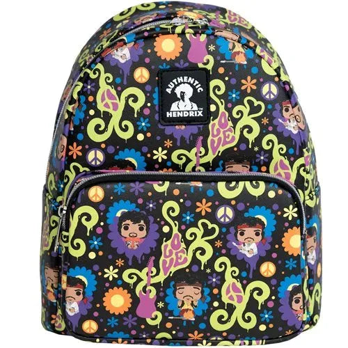 Jimi Hendrix Love and Flowers All-Over Print Mini-Backpack - Emmett's ToyStop