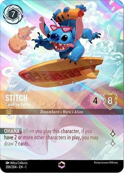 Stitch - Carefree Surfer (Alternate Art) (206/204) [The First Chapter] - Emmett's ToyStop