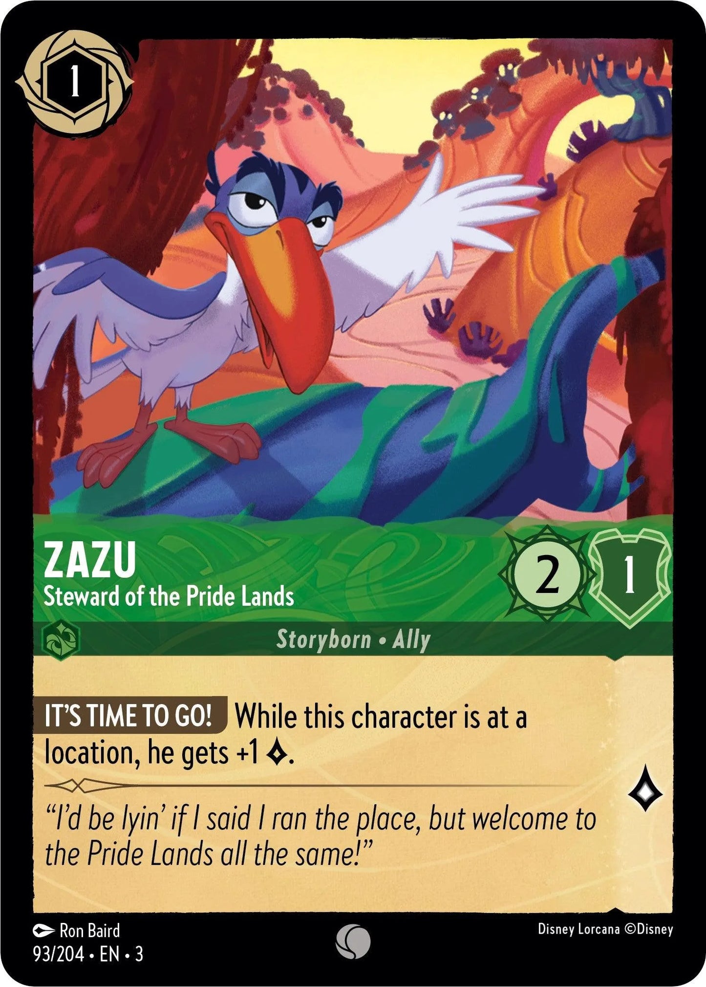 Zazu - Steward of the Pride Lands (93//204) [Into the Inklands] - Emmett's ToyStop